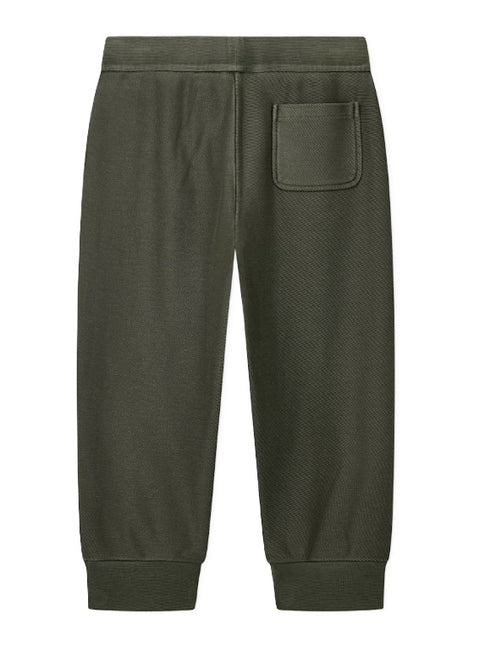 Armani green trousers — back view