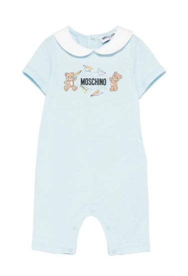 Moschino sky blue baby one-piece — detail