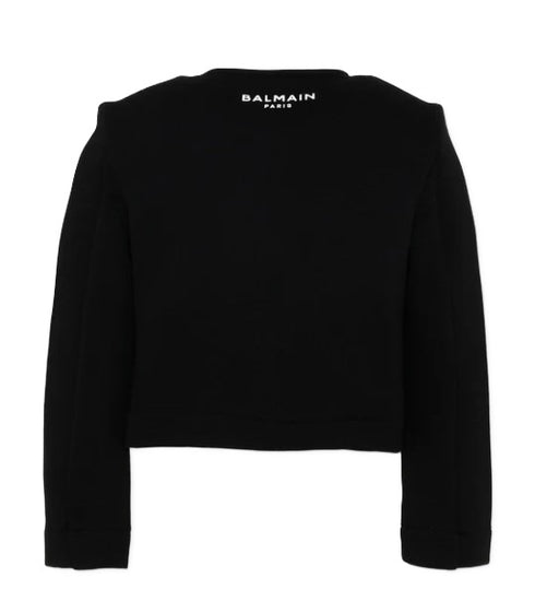 Balmain black jacket — side view