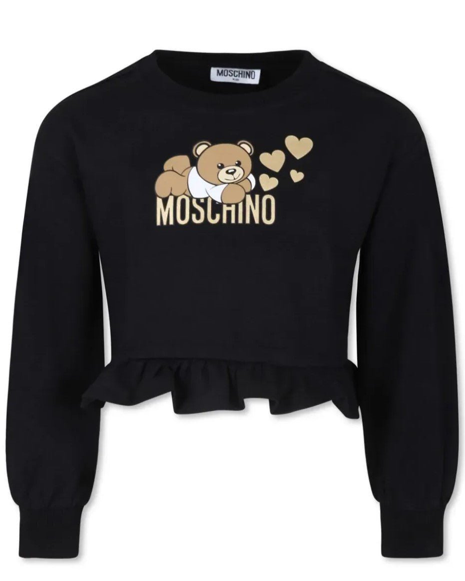 Felpa con rousches e stampa Moschino A I 2024 Boutique I figli di Papa